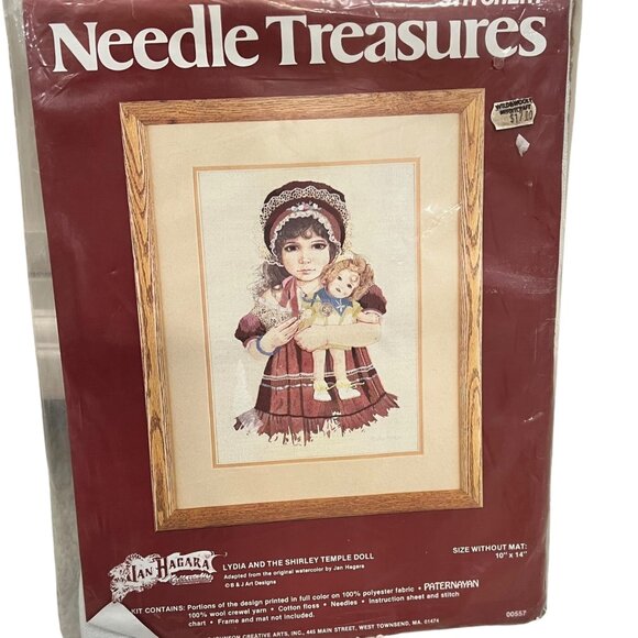 Vintage Needle Treasures Jan Hagara "Lydia And The Shirley Temple Doll" Embroide - Picture 1 of 6